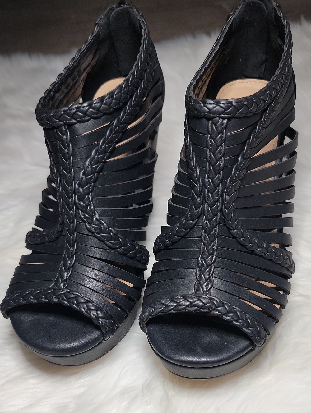 Torrid Braided  Zip Tan Wedge Sandals Size 9 W